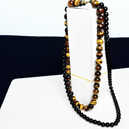 Collier en perle noir et œil de tigre